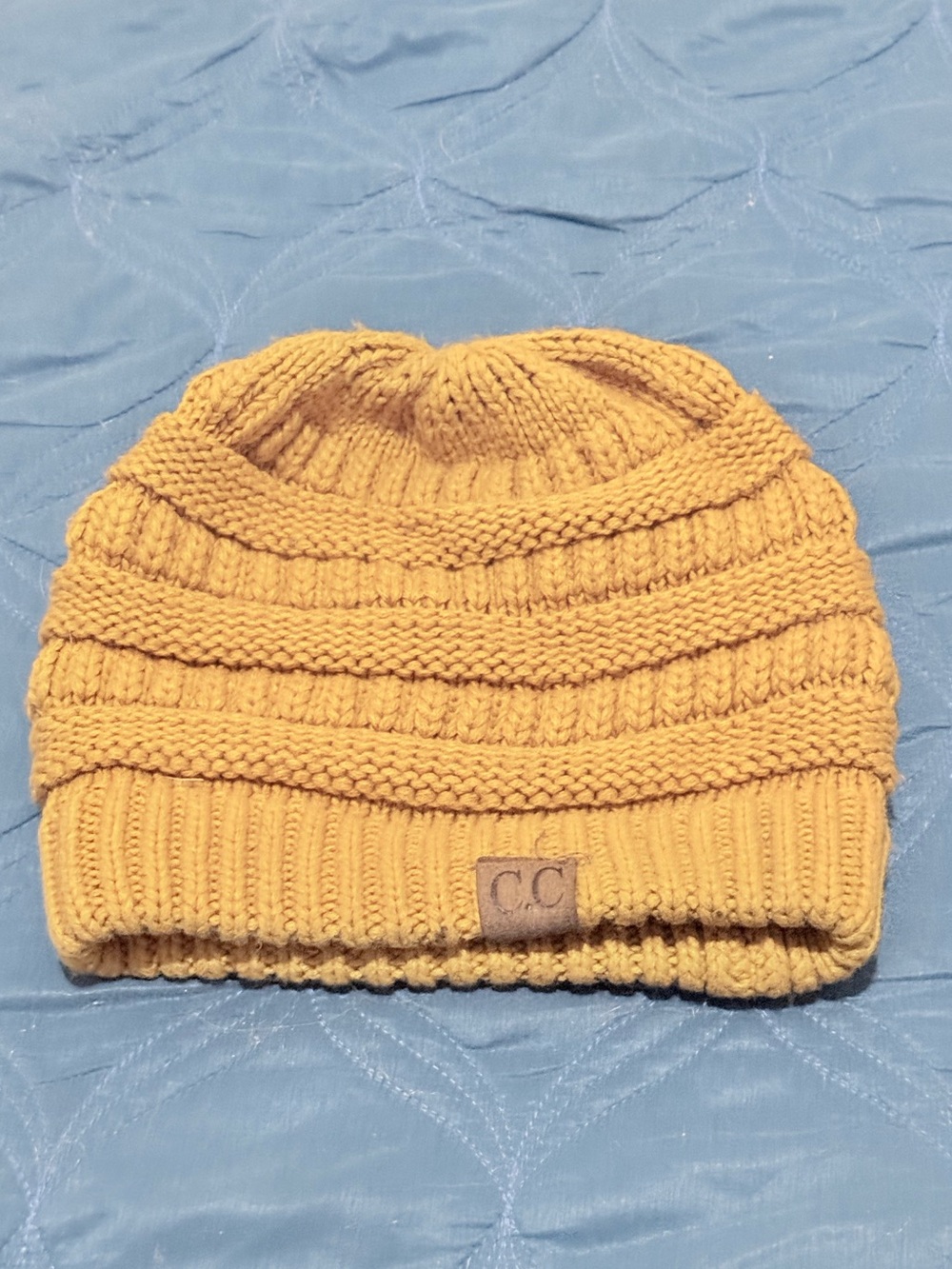 CC Knit Beanie Hat - Mustard Yellow